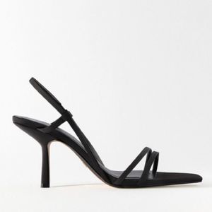 Zara Black High Heels Strappy Sandals Shoes Size 9